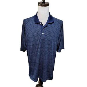 Bolle Mens Golf Polo Shirt Size Large Blue Pinstripe Side Insert Short Sleeve
